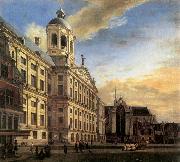 HEYDEN, Jan van der Amsterdam, Dam Square with the Town Hall and the Nieuwe Kerk Sweden oil painting artist